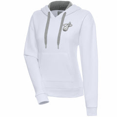 Miami Heat Antigua Women's Brushed Metallic Victory Pullover Hoodie - White - NBA