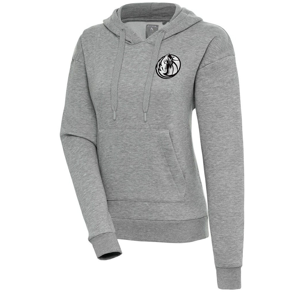 Dallas Mavericks Antigua Women's Brushed Metallic Victory Pullover Hoodie - Heather Gray - NBA