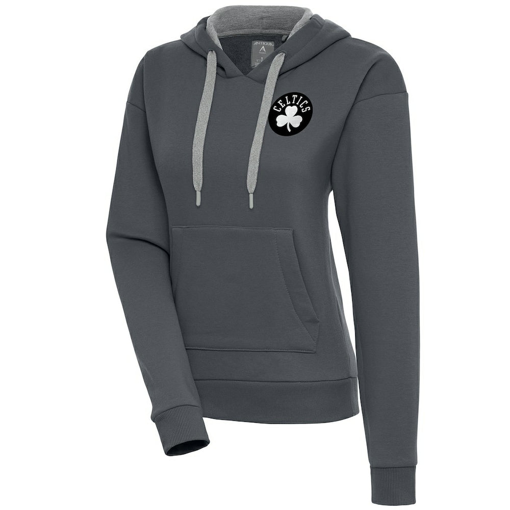 Boston Celtics Antigua Women's Brushed Metallic Victory Pullover Hoodie - Charcoal - NBA