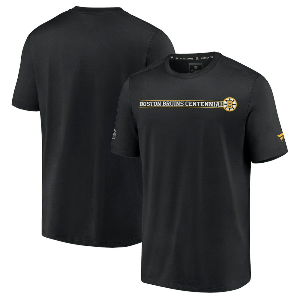 Boston Bruins Fanatics Authentic Pro Centennial Banner T-Shirt - Black - NHL