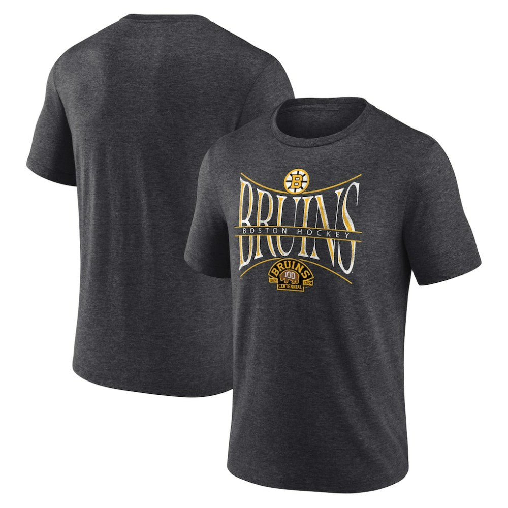 Boston Bruins Fanatics Centennial Hockey Tri-Blend T-Shirt - Heather Charcoal - NHL