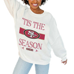 San Francisco 49ers Gameday Couture Women's Oversized Take A Holiday Pullover Sweatshirt White | NFL