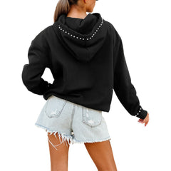 Dallas Cowboys Gameday Couture Women's Oversized Catch the Vibe Studded Pullover Hoodie Black | NFL