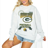 Green Bay Packers Gameday Couture Women's Oversized Run the Show Pullover Sweatshirt Ash | NFL