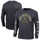 Vegas Golden Knights Champion Multi-Logo Tri-Blend Long Sleeve T-Shirt - Black - NHL