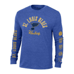 St. Louis Blues Champion Multi-Logo Tri-Blend Long Sleeve T-Shirt - Heather Blue - NHL