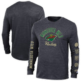 Minnesota Wild Champion Multi-Logo Tri-Blend Long Sleeve T-Shirt - Heather Black - NHL