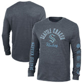 Seattle Kraken Champion Multi-Logo Tri-Blend Long Sleeve T-Shirt - Heather Navy - NHL