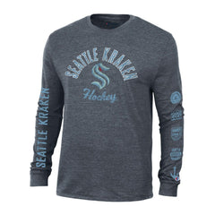 Seattle Kraken Champion Multi-Logo Tri-Blend Long Sleeve T-Shirt - Heather Navy - NHL