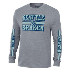 Seattle Kraken Champion Tri-Blend Dual-Stripe Long Sleeve T-Shirt - Heather Gray - NHL