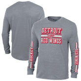 Detroit Red Wings Champion Tri-Blend Dual-Stripe Long Sleeve T-Shirt - Heather Gray - NHL