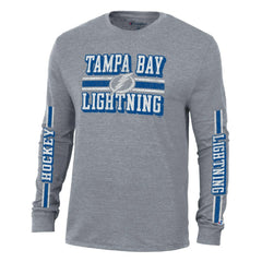 Tampa Bay Lightning Champion Tri-Blend Dual-Stripe Long Sleeve T-Shirt - Heather Gray - NHL