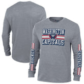 Washington Capitals Champion Tri-Blend Dual-Stripe Long Sleeve T-Shirt - Heather Gray - NHL