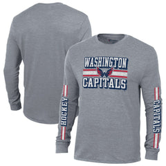 Washington Capitals Champion Tri-Blend Dual-Stripe Long Sleeve T-Shirt - Heather Gray - NHL