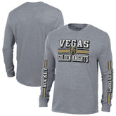 Vegas Golden Knights Champion Tri-Blend Dual-Stripe Long Sleeve T-Shirt - Heather Gray - NHL