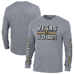 Vegas Golden Knights Champion Tri-Blend Dual-Stripe Long Sleeve T-Shirt - Heather Gray - NHL