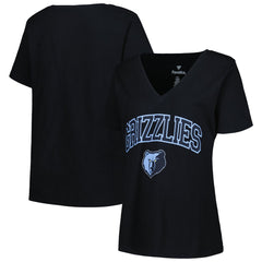 Memphis Grizzlies Profile Women's Plus Size Arch Over Logo V-Neck T-Shirt Black - NBA