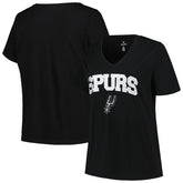 San Antonio Spurs Profile Women's Plus Size Arch Over Logo V-Neck T-Shirt Black - NBA
