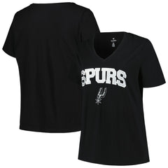 San Antonio Spurs Profile Women's Plus Size Arch Over Logo V-Neck T-Shirt Black - NBA