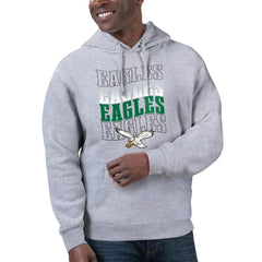 Philadelphia Eagles Starter Unisex Throwback Name Drop Pullover Hoodie Heather Gray | NFL