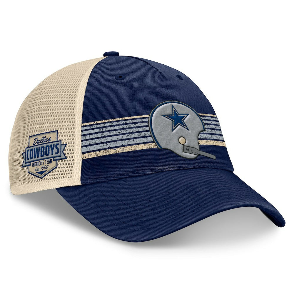 Dallas Cowboys Retro Fundamentals Stripes Trucker Adjustable Hat Navy/Natural | Fanatics
