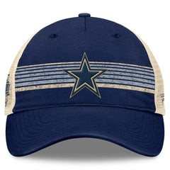 Dallas Cowboys Fundamentals Stripes Trucker Adjustable Hat Navy/Natural | Fanatics