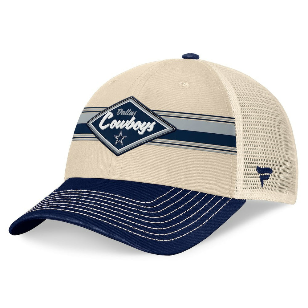 Dallas Cowboys Fundamentals Diamond Stripes Trucker Adjustable Hat Stone/Navy | Fanatics