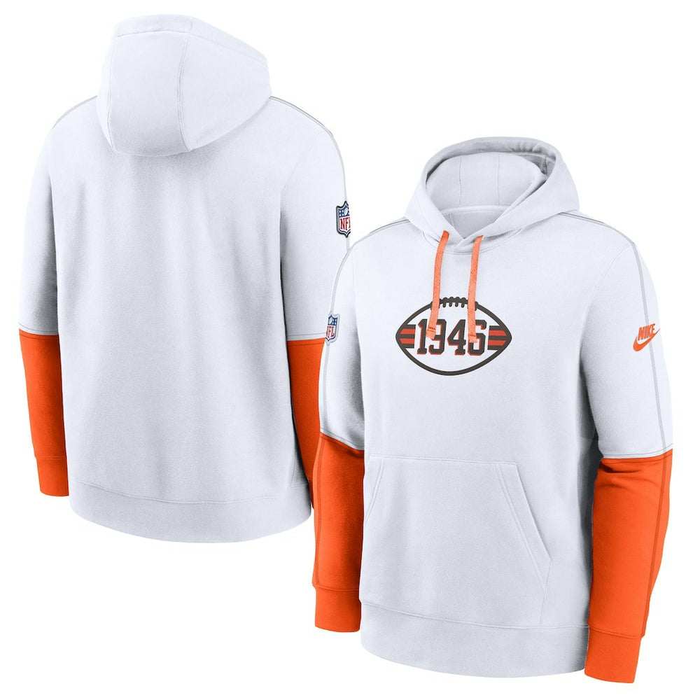 Cleveland Browns Throwback Logo Club Tri-Blend Pullover Hoodie White | Nike for Sale