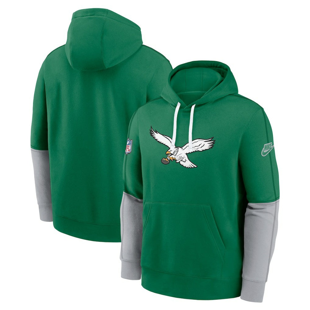 Philadelphia Eagles Throwback Logo Club Tri-Blend Pullover Hoodie Kelly Green | Nike for Sale