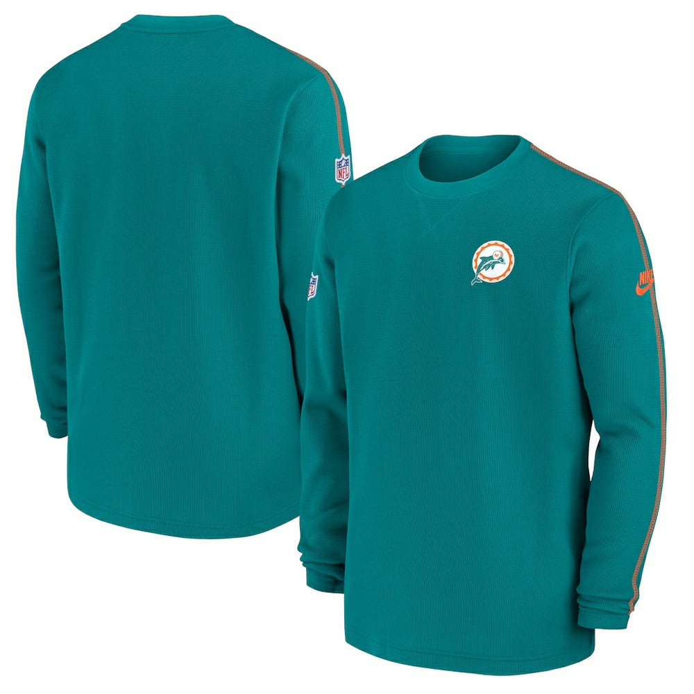 Miami Dolphins Alternate Logo Coach Long Sleeve Top Aqua | Nike for Sale