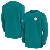Miami Dolphins Alternate Logo Coach Long Sleeve Top Aqua | Nike for Sale