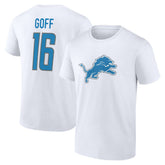 Jared Goff Detroit Lions Icon Player Name & Number T-Shirt White | NFL