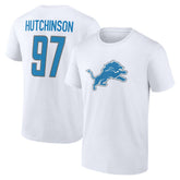 Aidan Hutchinson Detroit Lions Icon Player Name & Number T-Shirt White | NFL