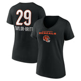 Cam Taylor-Britt Cincinnati Bengals Women's Team Wordmark Player Name & Number V-Neck T-Shirt Black | NFL