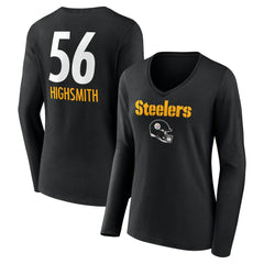 Alex Highsmith Pittsburgh Steelers Women's Team Wordmark Player Name & Number Long Sleeve V-Neck T-Shirt Black | NFL