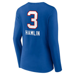 Damar Hamlin Buffalo Bills Women's Team Wordmark Player Name & Number Long Sleeve V-Neck T-Shirt Royal | NFL