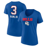 Damar Hamlin Buffalo Bills Women's Team Wordmark Player Name & Number V-Neck T-Shirt Royal | NFL
