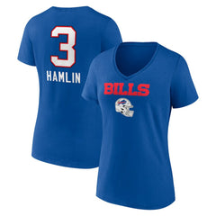 Damar Hamlin Buffalo Bills Women's Team Wordmark Player Name & Number V-Neck T-Shirt Royal | NFL