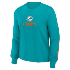 Miami Dolphins Women's Boxy Long Sleeve T-Shirt Aqua | Nike for Sale