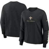 New Orleans Saints Women's Boxy Long Sleeve T-Shirt Black | Nike for Sale
