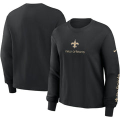 New Orleans Saints Women's Boxy Long Sleeve T-Shirt Black | Nike for Sale