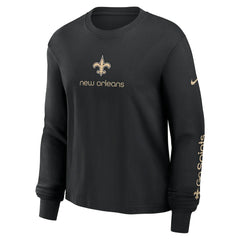 New Orleans Saints Women's Boxy Long Sleeve T-Shirt Black | Nike for Sale