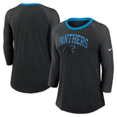 Carolina Panthers Women's 3/4 Sleeve Raglan Fashion Top Black | Nike for Sale