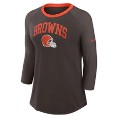 Cleveland Browns Women's 3/4 Sleeve Raglan Fashion Top Brown | Nike for Sale