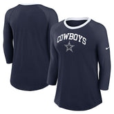 Dallas Cowboys Women's 3/4 Sleeve Raglan Fashion Top Navy | Nike for Sale