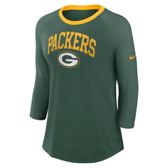 Green Bay Packers Women's 3/4 Sleeve Raglan Fashion Top Green | Nike for Sale