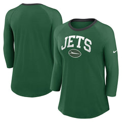 New York Jets Women's 3/4 Sleeve Raglan Fashion Top Green | Nike for Sale