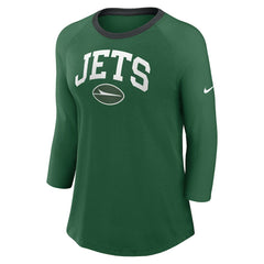 New York Jets Women's 3/4 Sleeve Raglan Fashion Top Green | Nike for Sale
