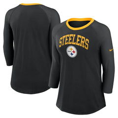 Pittsburgh Steelers Women's 3/4 Sleeve Raglan Fashion Top Black | Nike for Sale