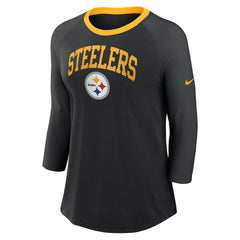 Pittsburgh Steelers Women's 3/4 Sleeve Raglan Fashion Top Black | Nike for Sale